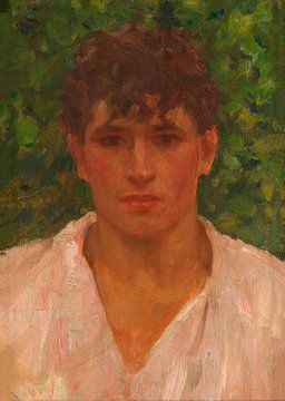 Portret van een jongeman met open kraag, Henry Scott Tuke