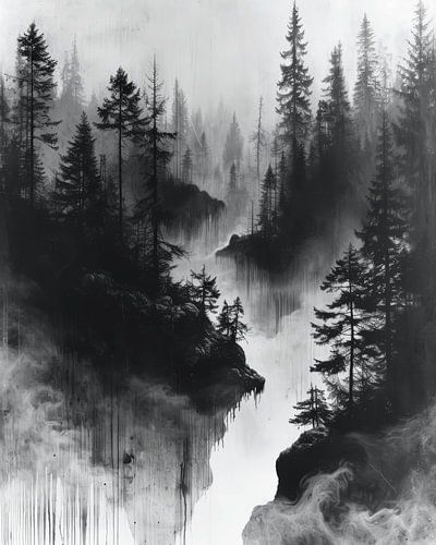 Abstrakte Landschaft in Schwarz und Weiß