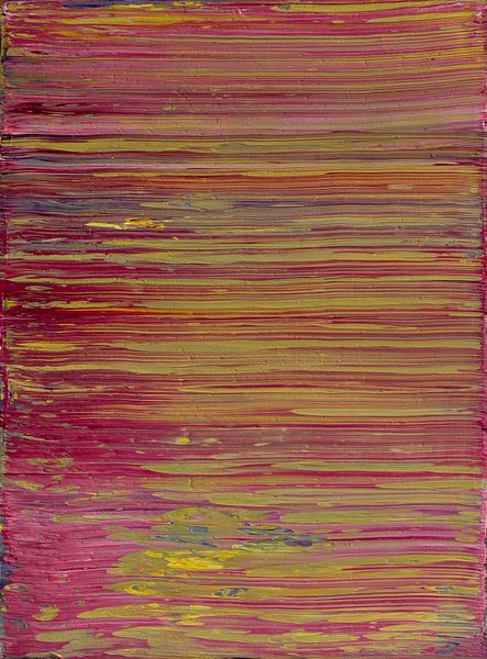 Abstraktes Ölgemälde, Gelb, Rosa, Lila, Blau 