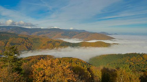 Nevelwolken in de valleien van de Vogezen in de Elzas