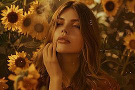 Frauenporträt mit Blumen