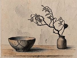 ZEN-Stillleben aus Keramik und Wabi-Sabi