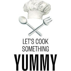 Kitchen Poster : Let's cook something Yummy by Marian Nieuwenhuis