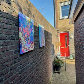 Klantfoto: Kuifje en Bobbie van de trap van Frans Mandigers, op canvas