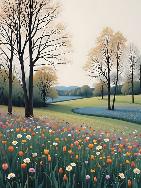 Champ de fleurs au printemps par HorizonArtistry