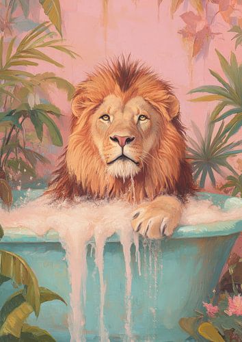 Leeuw in bad - Dromerig
