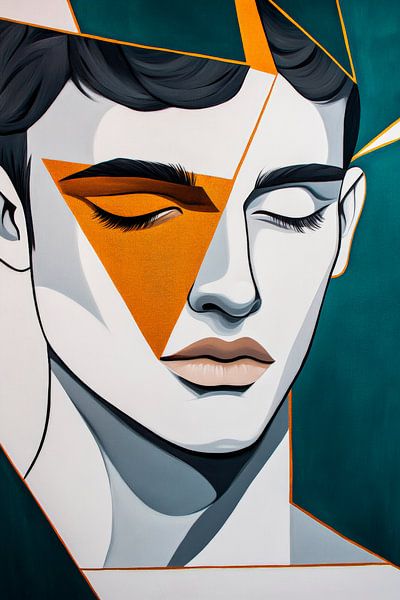 Silence géométrique - Portrait en couleur par Poster Art Shop