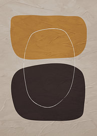 Abstract, geometric, minimalist art featuring organic forms in earth tones.