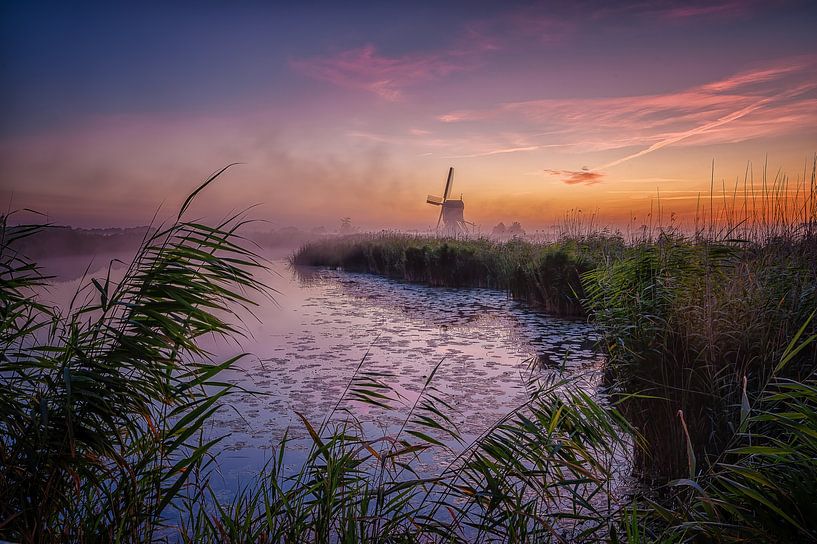 Sonnenaufgang in der Alblasserwaard von Leon Okkenburg