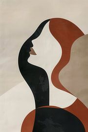 Abstrakte weibliche Silhouette in Erdtönen und neutralen Farben von Color Square