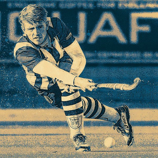 Fieldhockey player in action by Frank van der Leer