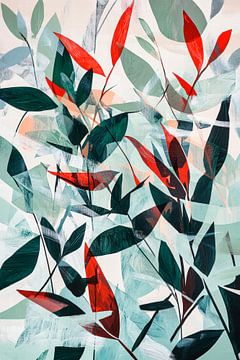 Motifs végétaux colorés - Composition abstraite sur Poster Art Shop