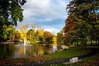 park in de herfst met fontein