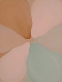 Botanische Abstraktion in Pfirsich und Mint von Kristin M