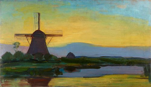 Oostzijdse Mill with Extended Blue, Yellow and Purple Sky, c.1907-early 1908 (oil on canvas)