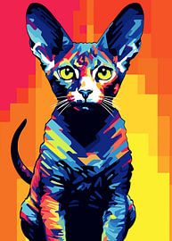 Cat Animal WPAP Pop Art Color Style