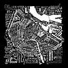 Amsterdam noir et blanc en mots : Carte avec la tour d'A'dam sur Muurbabbels Typographic Design