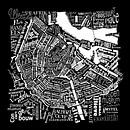 Amsterdam zwart wit in woorden: Plattegrond met A'dam toren van Muurbabbels Typographic Design thumbnail