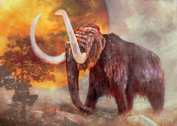 Mammoth in landscape by Freddy Hoevers