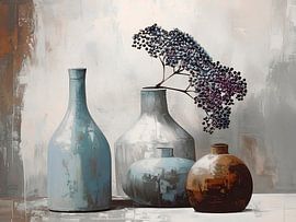 Nature morte rustique avec branche de sureau