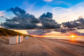 Coucher de soleil sur la plage de Domburg