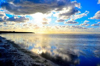 ZIcht op de waddenzee bij Moddergat