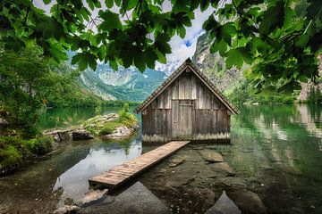 Hangar à bateaux au bord du lac à Berchtesgaden. sur Voss Fine Art Fotografie