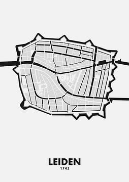 Stadtplan von Leiden 1742 von STADSKAART