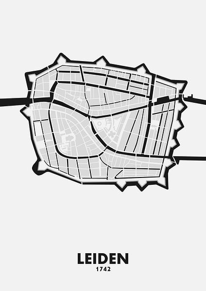 Stadskaart Leiden 1742 van STADSKAART