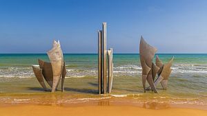Monument Les Braves am Omaha Beach, Normandie, Frankreich