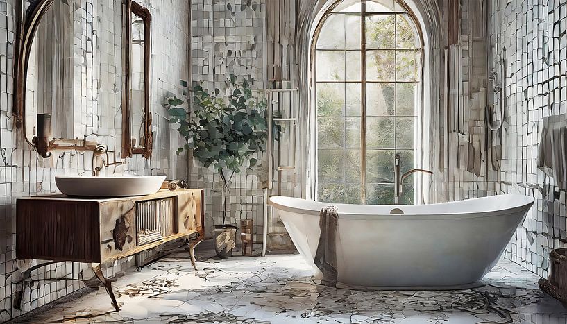Luxury bathtub with tiles by Mustafa Kurnaz