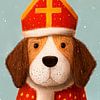 Beagle met de mijter van Sinterklaas van Kunstkabinet