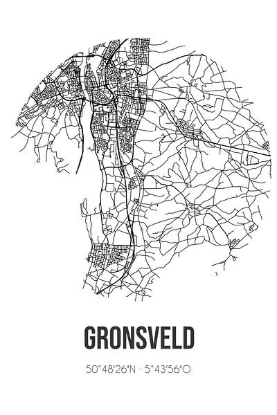 Gronsveld (Limburg) | Map | Black and white by Prints of Place