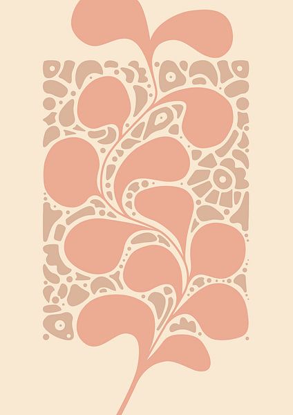 Graphic art Dancing Plant - Nude Tint - Living room &amp; Bedroom - Minimalist interior - Abstract by Digital Art Lover