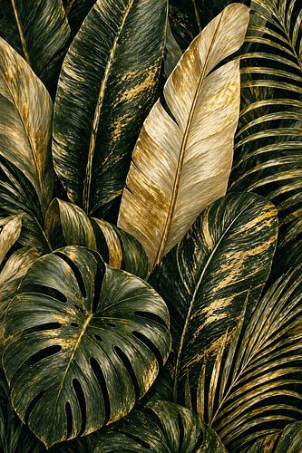 Deep Green & Gold Tropics III