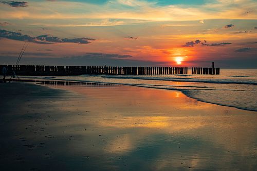 Zonsondergang Westkapelle, Zeeland Nederland