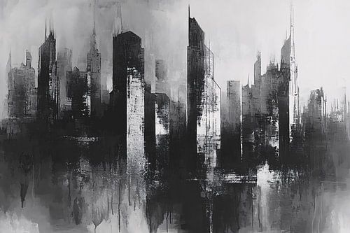 Zwart-witte stedelijke skyline