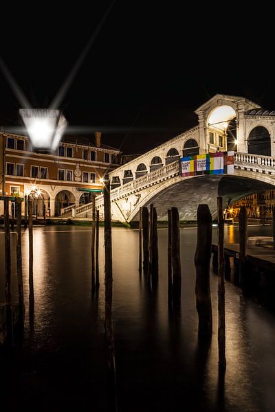 VENICE Rialto Bridge at Night  by Melanie Viola