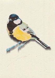 Meise mit Schattenvogel Illustration