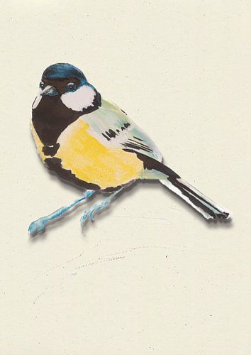 Mésange avec illustration d'oiseau d'ombre