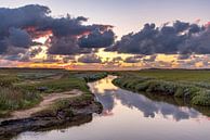 Sonnenuntergang von Slufter Texel von Texel360Fotografie Richard Heerschap Miniaturansicht