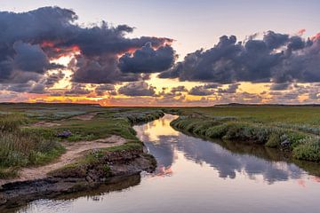 Sonnenuntergang von Slufter Texel von Texel360Fotografie Richard Heerschap