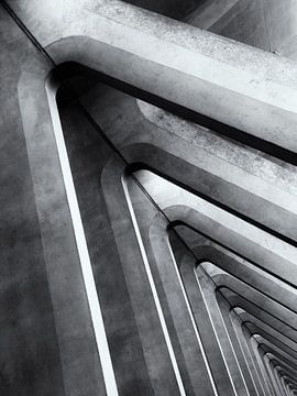 Structures abstraites en béton de la gare de Liège (Gare de Liège-Guillemins). sur John Trap