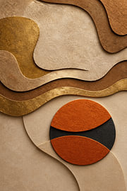 Relief abstrait organique avec des touches de terre cuite et d'or sur STUDIO ARTSY