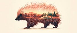 Igel mit Landschaft von Poster Art Shop