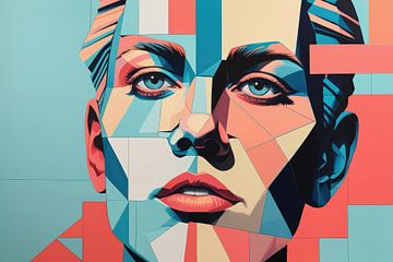 Weibliches Gesicht in Flugzeugen von Art & Soul Creations