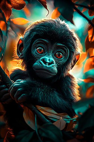 Kleurrijke baby gorilla in natuur