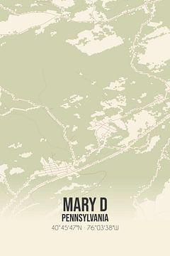 Vintage landkaart van Mary D (Pennsylvania), USA. van Rezona