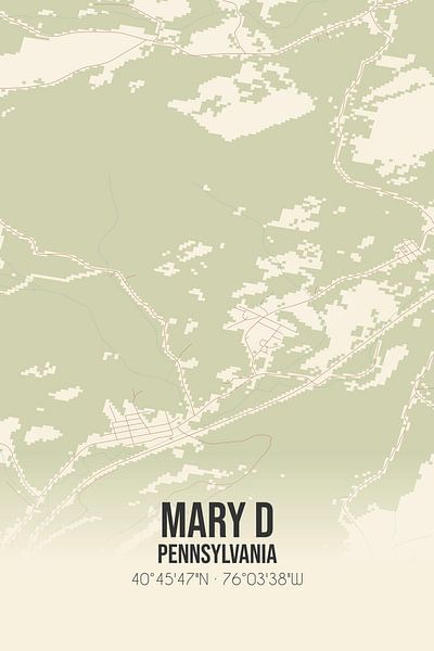 Carte ancienne de Mary D (Pennsylvanie), USA. par Affiches de lieux