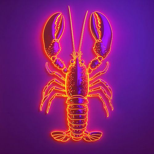 Neon kreeft in oranje en paars